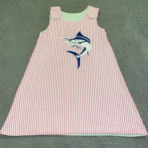 Boutique Seersucker Little Girls Reversible Dress